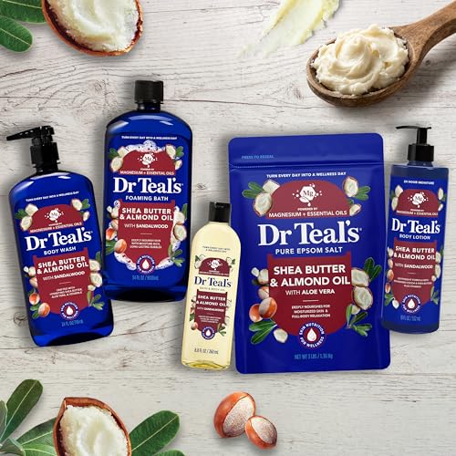 Dr Teal's Epsom Salt Magnesium Soak, Soften & Moisturize with Shea Butter & Almond Oil, 3 lbs