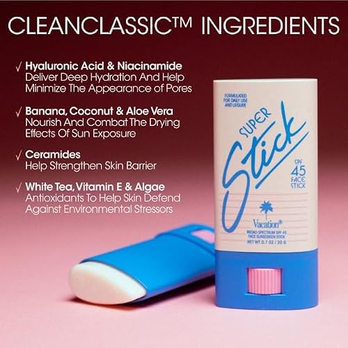 Vacation Super Stick SPF 45 Face Sunscreen Stick and Air Freshener Bundle