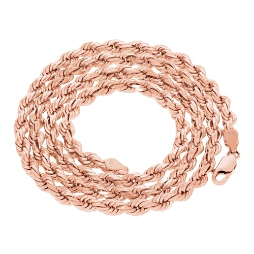 Nuragold 14k Real Rose Gold 5mm Rope Chain Diamond Cut Necklace (18"-30") - 22"