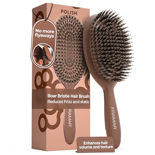 FRAMAR Soft Boar Bristle Hair Brush For Women, Boars Hair Brush For Women
