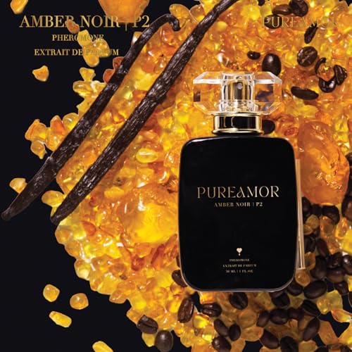 PUREAMOR Pheromone Perfume for Women, Amber Noir Extrait de Parfum - Long Lasting Vanilla Amber Scent, 30% High Concentration, Full Size Fragrance Spray, 1.0 oz / 30 ml