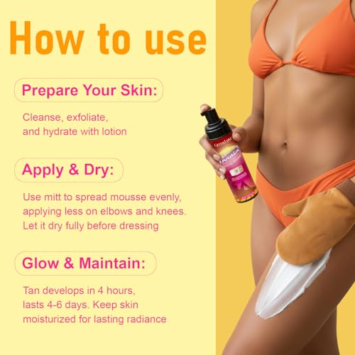 Self Tanner Mousse Mitt Kit – Medium Glow Watermelon Scent 6.76 fl. oz
