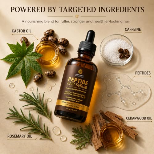 Peptide Hair Serum for Hair Growth, Frizz Control & Hair Styling, 2 fl oz