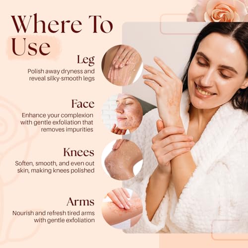 Himalayan Salt Body Scrub, Collagen & Rose Oil for Skin Cleansing, 12 fl oz