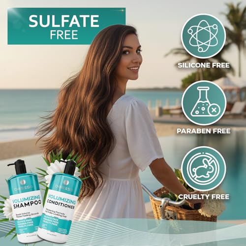Volumizing Shampoo and Conditioner Set - Sulfate Free, Thickening Formula for Fine and Thin Hair - Volume Boost, Professional Salon Hair Care for Men and Women - 16 Fl Oz (Set of 2)