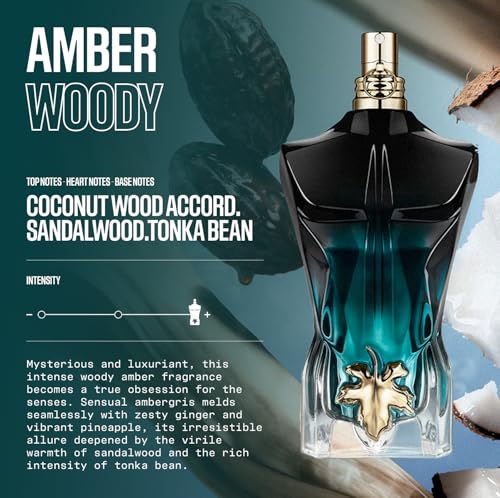 Jean Paul Gaultier Le Beau Le Parfum Intense for Men - Long Lasting Woody Amber Men's Cologne Eau de Parfum with Coconut Wood, Tonka Bean & Sandalwood - Designer Fragrance Spray, 4.2 oz