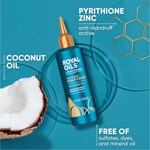 Head & Shoulders Royal Oils Daily Moisture Scalp Cream Treatment, Formulated with 1% Pyrithione Zinc, Anti-Dandruff Scalp Care with Coconut Oil, 5.0 fl oz