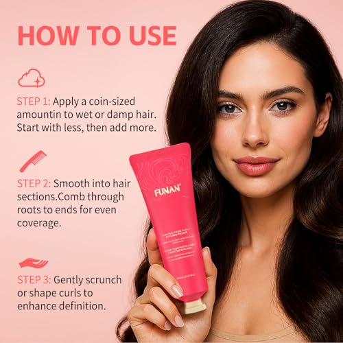 FUNAN 3-in-1 Hair Styling Cream, Non-Greasy for Women & Kids, Creates Smooth Styles and Defines Curls, No White Flakes Fly Away Hair Tamer, 5.07 fl oz