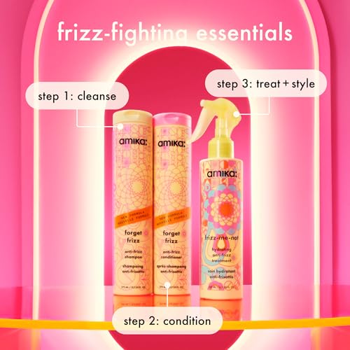 amika frizz-me-not hydrating anti-frizz treatment, 60ml | lightweight hydrating spray for medium to thick coarse hair types 2a-4c, humidity + heat protection, smooth frizz for up to 72 hours
