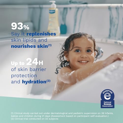 Mustela Stelatopia Eczema-Prone Skin Cleansing Oil - Baby Body Wash with Natural Avocado & Sunflower Oil - Family Skin Care Essentials - EWG Verified - Fragrance-Free & Tear Free - 16.9 fl. oz.