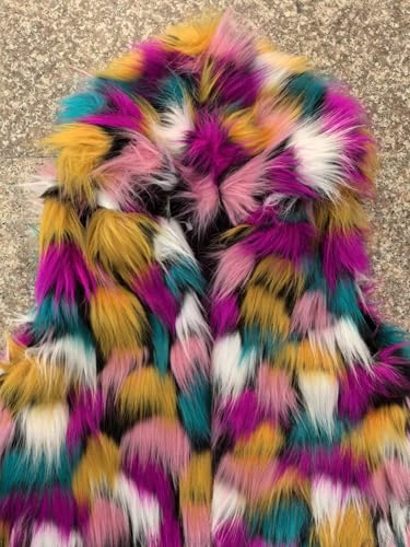Idopy Men`s Luxury Faux Fur Hoodie Coats Sleeveless Jacket Vest With Hood Blue Red XL