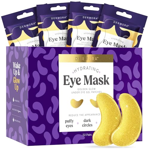 DERMORA Golden Glow Under Eye Patches - 50 Pairs Individually Packed