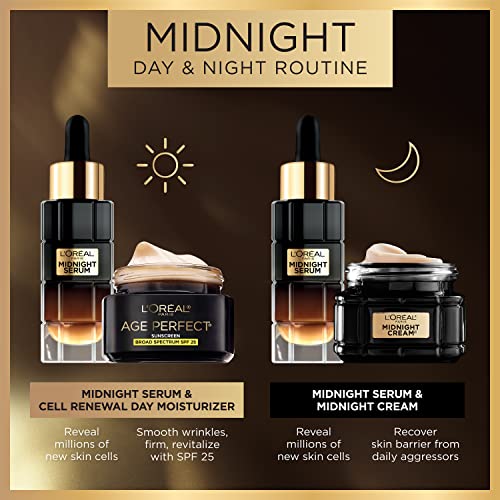L'Oreal Paris Age Perfect Anti-Aging Midnight Face Serum, Reduce Wrinkles 1oz + Eye Cream Sample