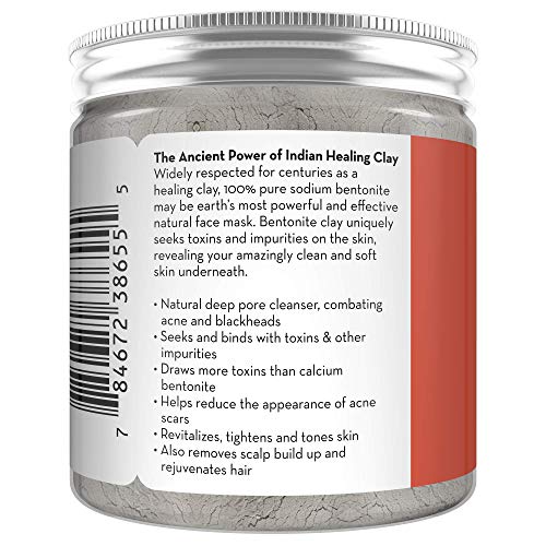 Pure Body Naturals Bentonite Clay Powder, Indian Healing Clay, 8 oz