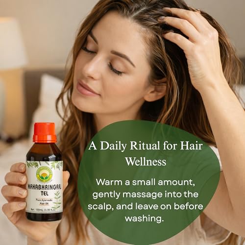 BASIC AYURVEDA Bhringraj Oil for Hair Growth | 3.38 Fl Oz (100ml) | Strengthens Roots & Reduces Hair Loss | Natural Ayurvedic Herbal Oil for Dandruff Control & Scalp Nourishment