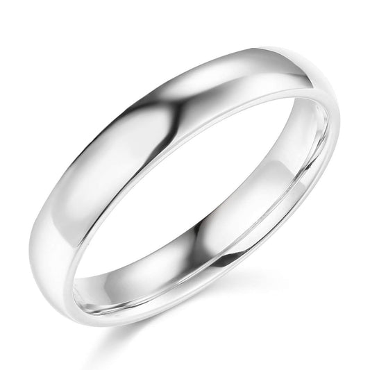 14k White Gold 4mm SOLID Plain Wedding Band - Size 9