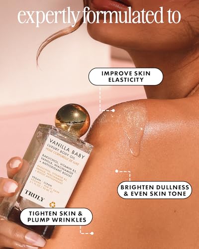 Truly Beauty Vanilla Baby Luxury Body Oil | Hydrating Shimmer Oil for Glow