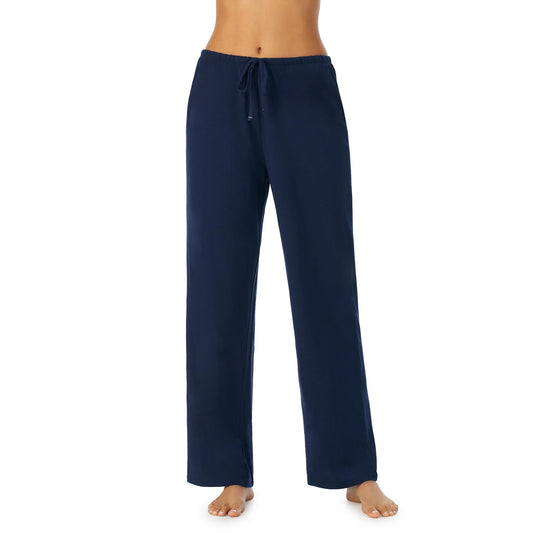 Nautica Womens Sleep Pants - Long Length, Breathable Pajama Bottoms - Cotton Knit Jersey Sleepwear and Loungewear - Navy - Large