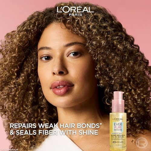 L'Oreal Paris Bond Repair+ Hair Oil-in-Serum, Heat Protectant to Strengthen Damaged, Color-Treated Hair, Provides Intense Shine and Frizz Control, EverPure, 1.6 Fl Oz (Packaging May Vary)