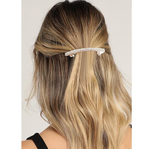 4 Pcs Rhinestone Hair Clips for Women Hair Barrettes Silver Bridal hair accessories for Wedding Party Everyday