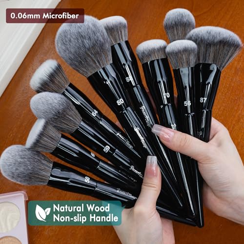 Bueart Design 32Pcs PRO Grade Makeup Brushes Set with Super large Holder, Premium Ultra-soft Synthetic Foundation Contour Powder Blush Concealer Eyeshadow Classic Black Make up Brush