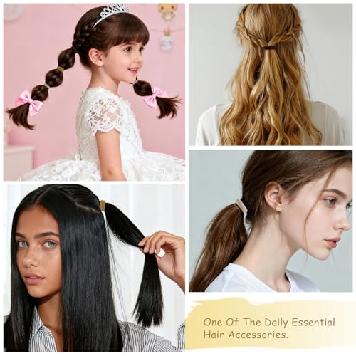 100PCS Seamless Thick Ponytail Holders, Brown Cotton Elastic Hair Bands&Ties - No-Crease, No-Damage for Women, Kids & Babies