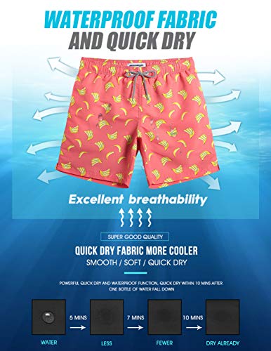 maamgic Mens Swim Trunks Quick Dry Swim Shorts with Mesh Lining Funny Swimwear Bathing Suits Banana Small