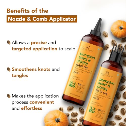 Botanic Hearth Castor Oil for Hair Growth with Pumpkin Seed Oil, Hair Growth Oils for Thinning Hair, Dry Damaged Hair & Scalp Treatment, Strengthens & Nourishes Hair, 6.7 fl oz