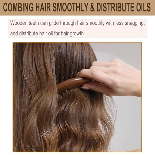 Moreinday Wooden Comb, Wide Tooth Comb for Scalp Massage & Distribute Oils