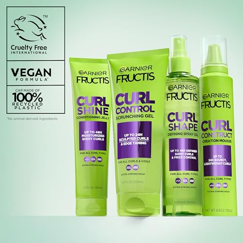 Garnier Fructis Style Curl Shape Defining Spray Hair Gel, Strong Hold Frizz Control for Curly, Wavy, and Coily Hair, Nourishing Formula, 8.5 fl oz, 3 Count (Packaging May Vary)