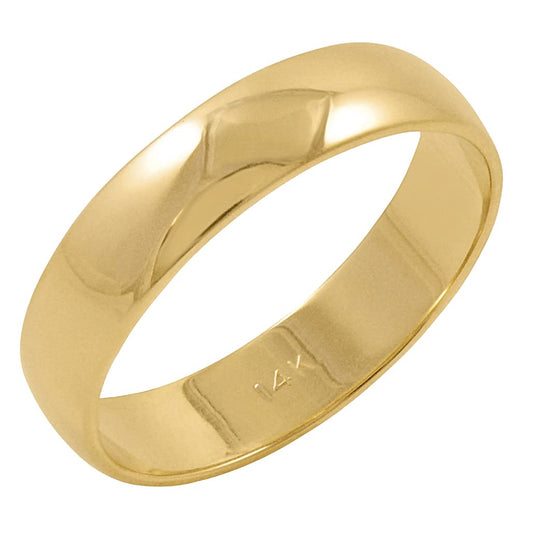 Oxford Ivy Men's Solid 14K Yellow Gold 5mm Traditional Classic Plain Wedding Band Ring Size 9
