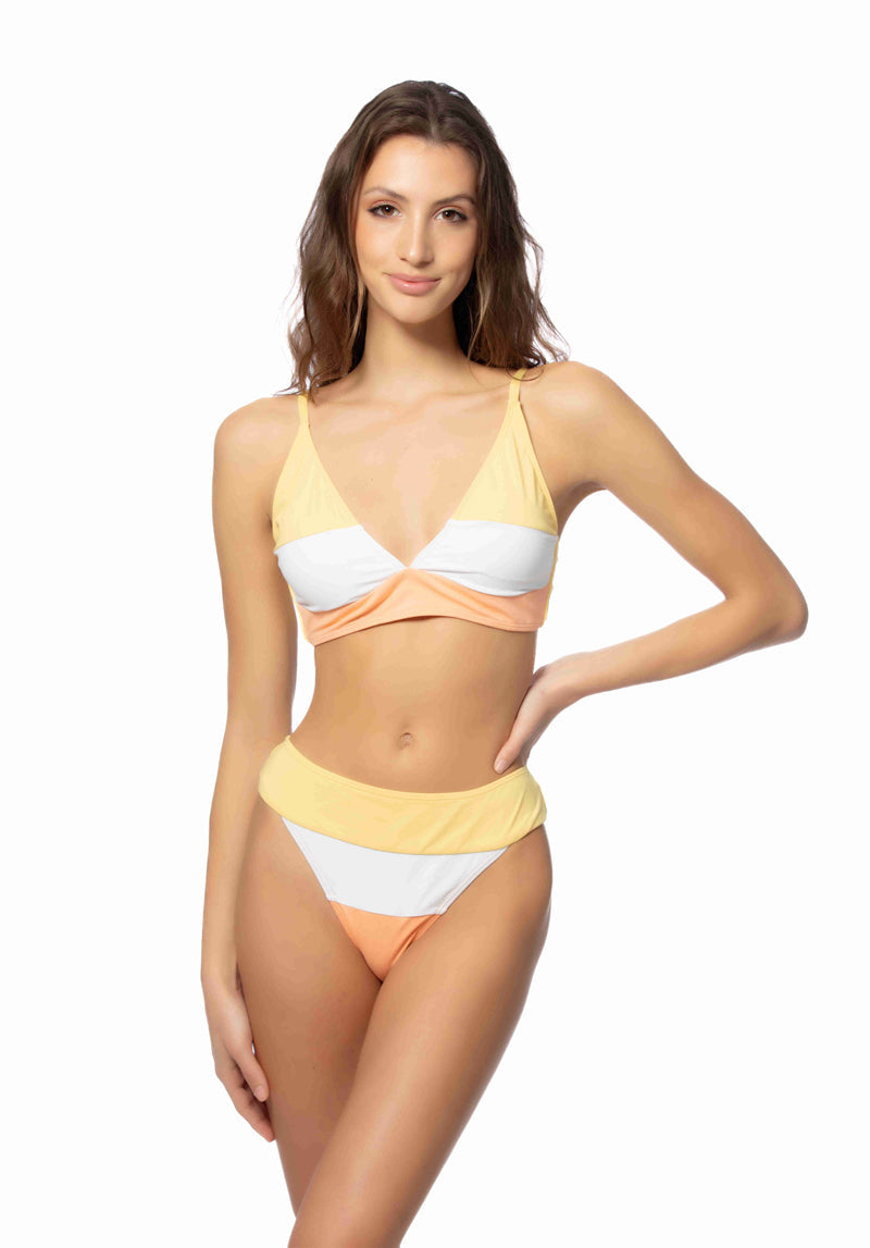 COLOR BLOCKING HALTER BIKINI SET