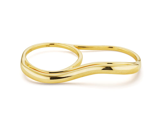 All 14K Yellow Gold Double Finger Wavy Ring