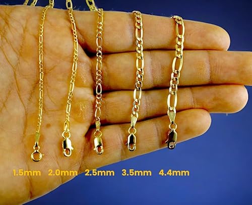 14K Yellow Gold Figaro Necklace Bracelet Chain Italian Men Women Jewelry 5.4g | 3.5mm | 28 Inches | MADE IN ITALY