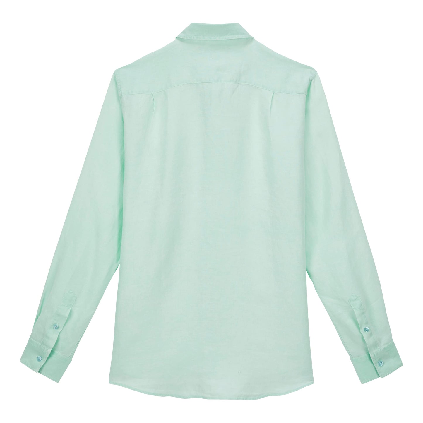 Vilebrequin Men Linen Shirt Solid Water Green, Vert D'Eau, S