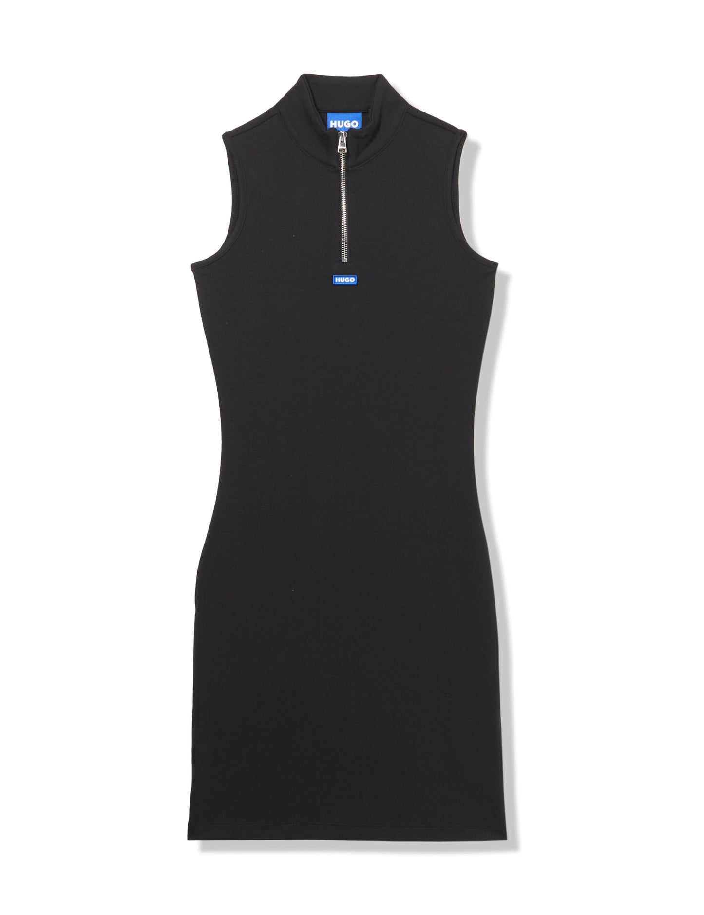 HUGO Half Zip Sleeveless Rib Dress black pepper Small