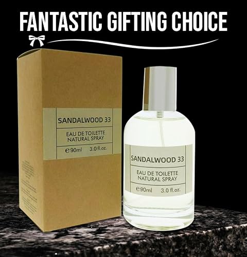 Sandal Wood 33 Spray Perfume for Men and Women – Unisex Eau de Toilette Woody Spicy Leather Scent 90ml/3.0 fl.oz