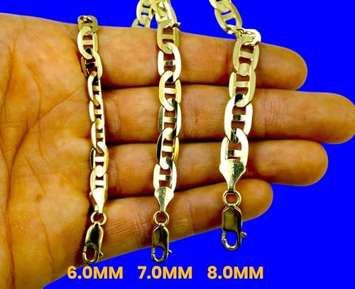 14K Yellow Gold SOLID Anchor Mariner Necklace Bracelet Chain Link Men Women Jewelry 6.4g | 6mm | 8 Inches | MADE IN ITALY
