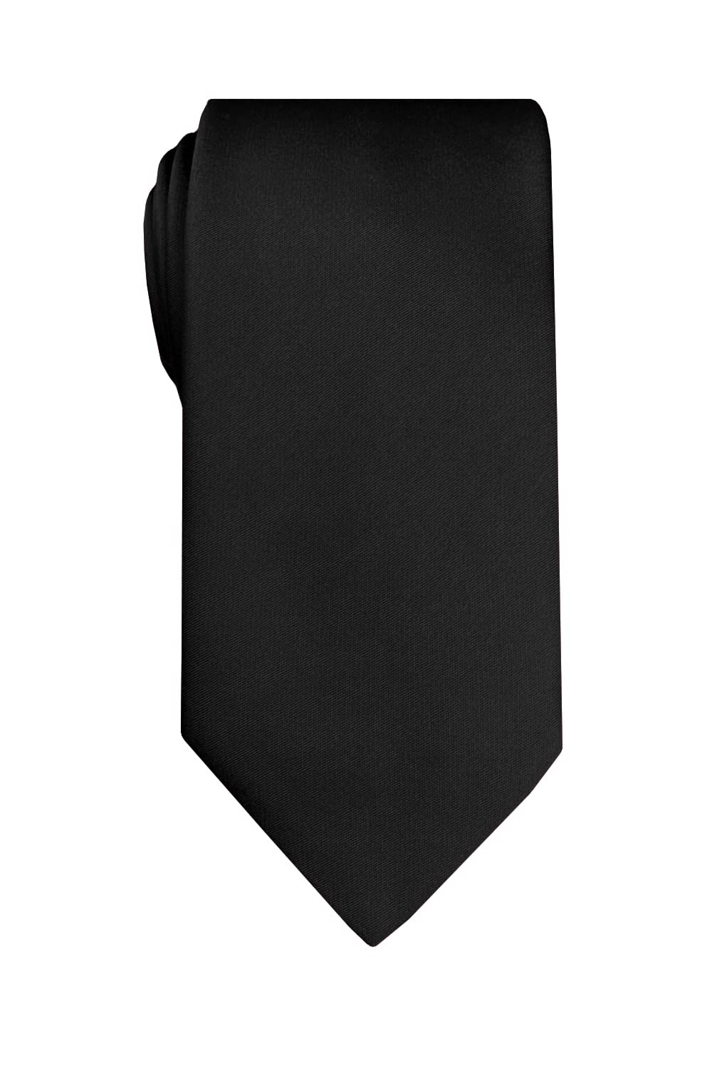 Remo Sartori Made in Italy Elegant Men's Solid Color Wedding Tie Necktie, Silk Satin (Black)