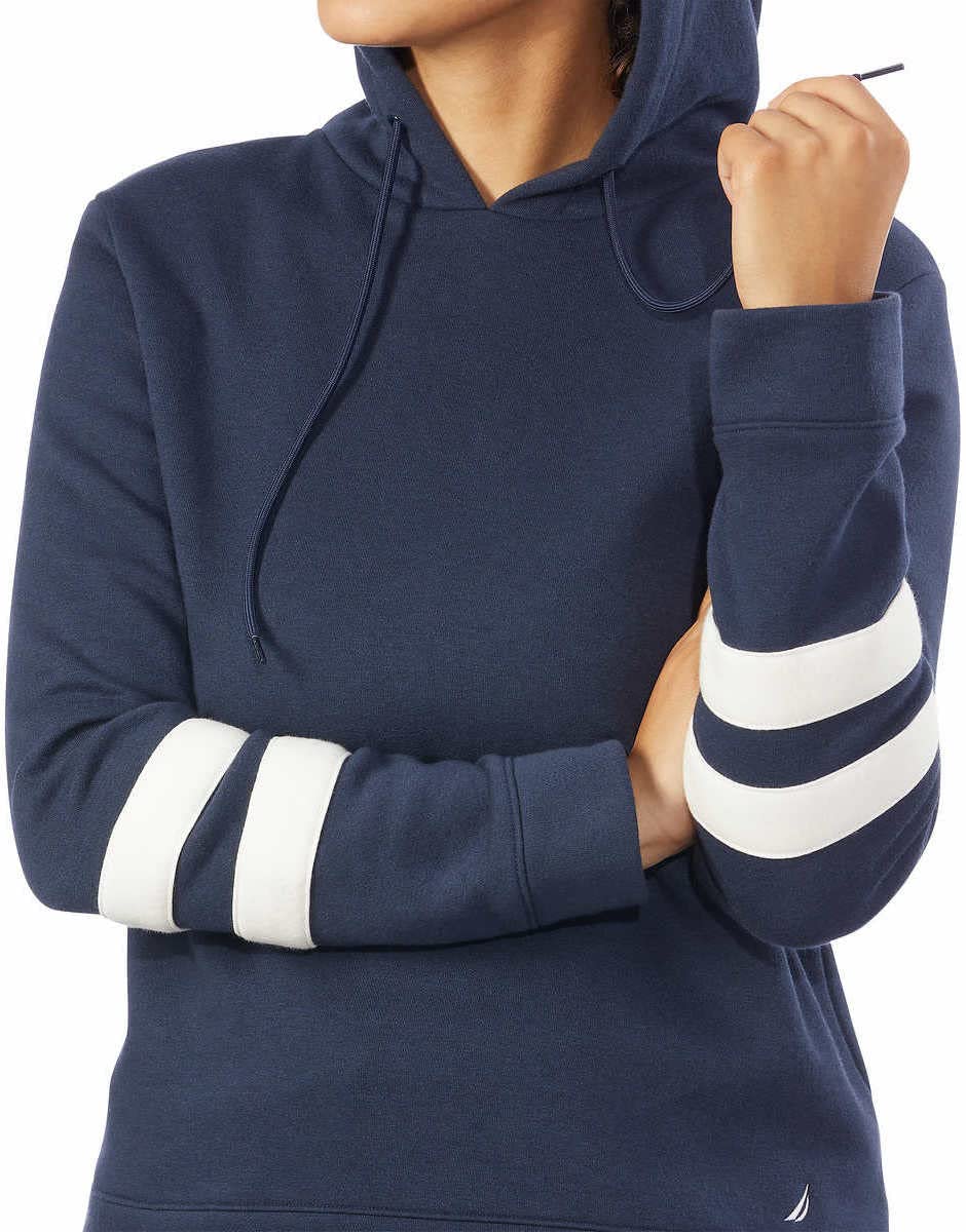 Nautica Womens Lightweight Pullover Sweatshirt Hoodie (X-Small, Navy)