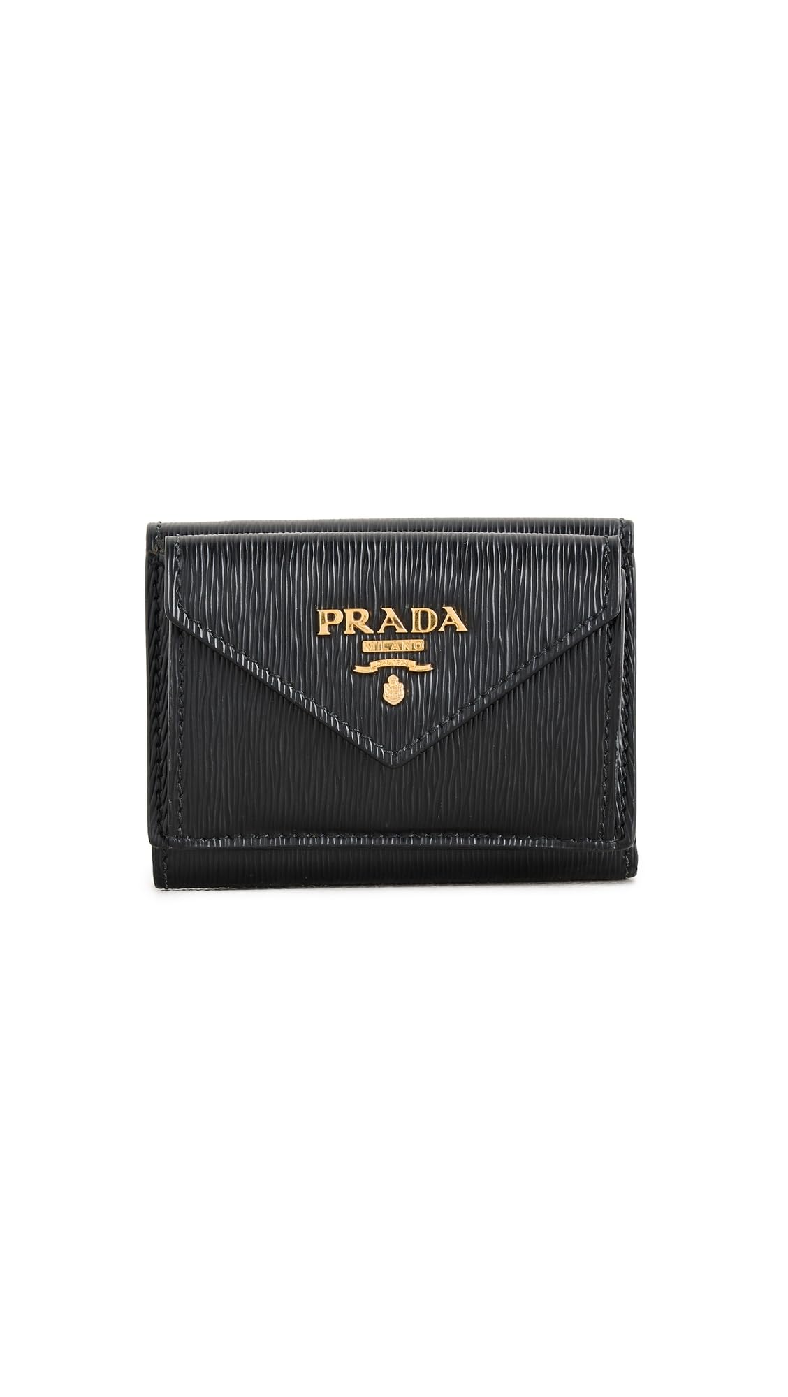 WHAT GOES AROUND COMES AROUND Women's Pre-Loved Prada Black Vitello Move Compact Wallet, Black, One Size