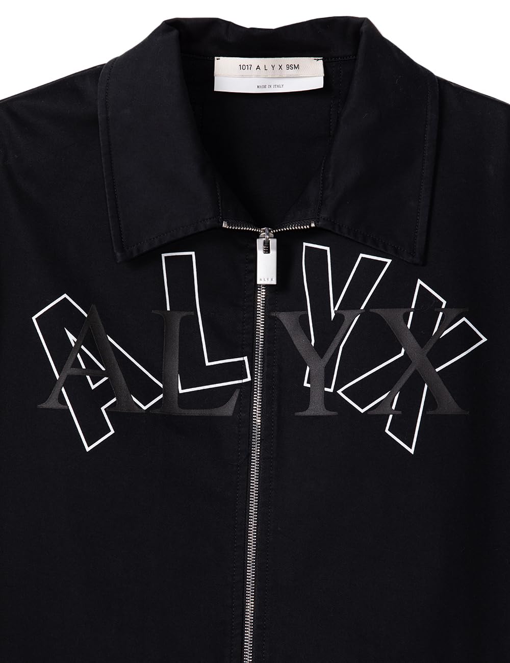 1017 ALYX 9SM, Overlapping Stroke Letter Logo Functional Zipper Short Sleeved, Xl, Black