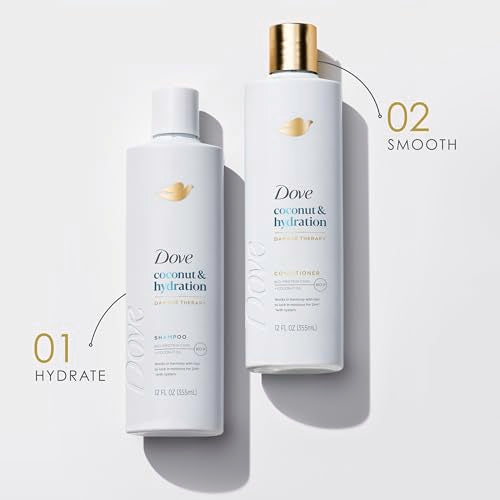 Dove Shampoo and Conditioner Coconut & Hydration 2 Count for Dry Hair with Bio-Protein Care Technology and Coconut Oil 12 Fl Oz