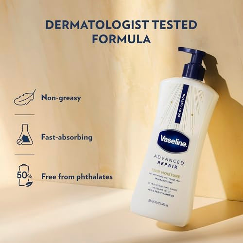 Vaseline Advanced Repair Body Lotion for Dry Skin, Unscented 20.3oz 3ct