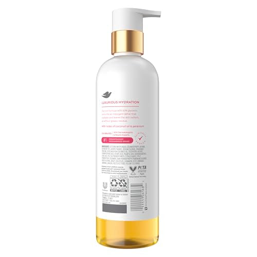 Dove Serum+Shower Oil Body Wash Dewy, Coconut & Geranium Oil, 15.3 fl oz