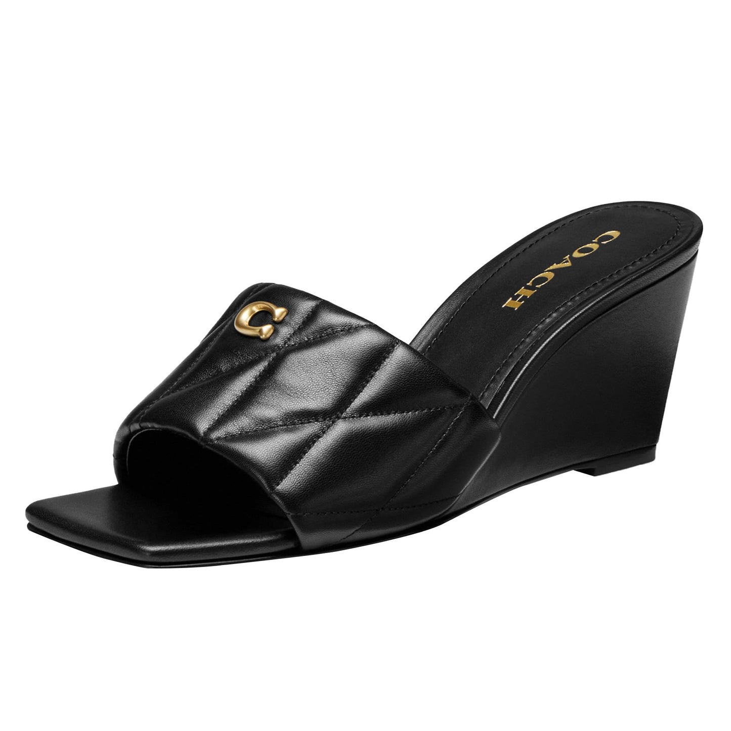 Coach Women's Emma Wedge Sandal, Black, 8