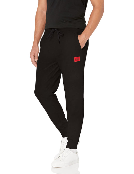 HUGO Boss Mens Regular Fit Square Logo Jersey Drawstring Joggers Sweatpants, Raven Black, Medium US