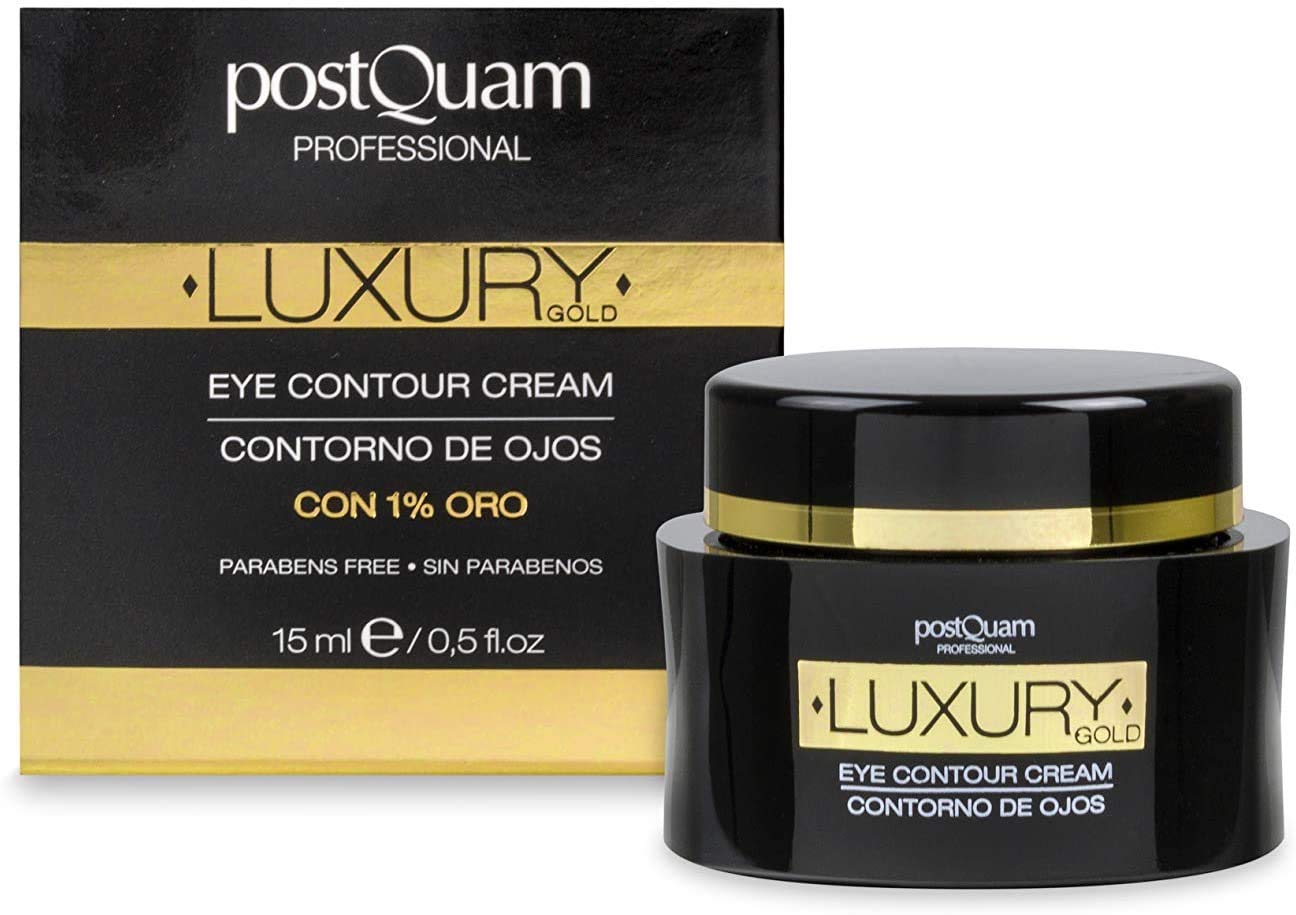 POSTQUAM Professional Luxury Gold Eye Contour Cream 15ml – Spanish Beauty - Hyaluronic Acid - Helps Minimize Wrinkles & Expression Lines - to Soothe the Eye Area - Active Ingredients