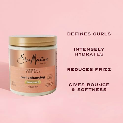 Shea Moisture Curl Enhancing Smoothie Hair Cream for Thick, Curly Hair Coconut and Hibiscus Sulfate Free and Paraben Free Curl Cream 20 oz