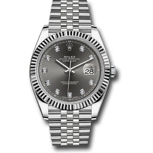 ROLEX DATEJUST 41 STEEL AND WHITE GOLD RHODIUM DIAMOND DIAL JUBILEE BRACELET 41MM